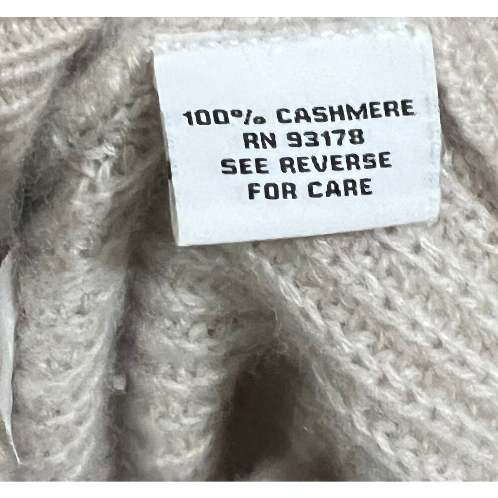 The Cashmere Project Sweater Hoodie with Fringe Trim V-Neck Beige Cream Sz S - Picture 10 of 10